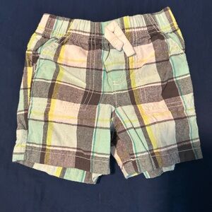 Plaid Kids Shorts in Green and Gray